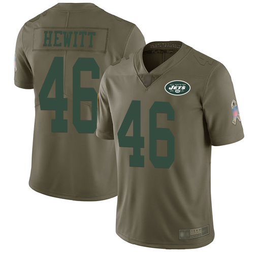New York Jets Limited Olive Youth Neville Hewitt Jersey NFL Football #46 2017 Salute to Service->->Youth Jersey
